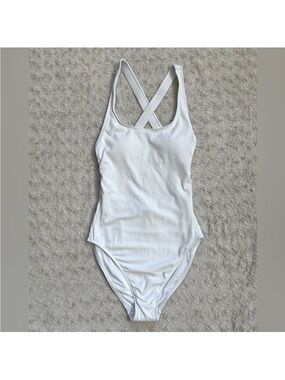 Andie White Ribbed Scoop-Back One-Piece Swimsuit NWT